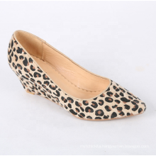 Printing leopard Low Wedge shoes women pumps